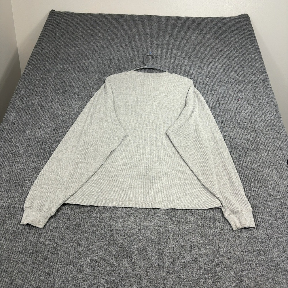 J Crew Oarsman Thermal Shirt Mens XL Gray Long Sleeve Hensley Waffle Knit Cotton - Picture 6 of 7